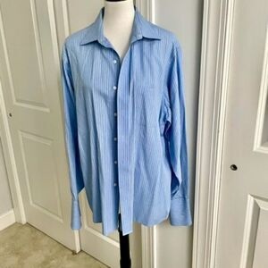 Van Heusen Men's Blue White Gray Long Sleeve Button Down 17 34/35 (XL)